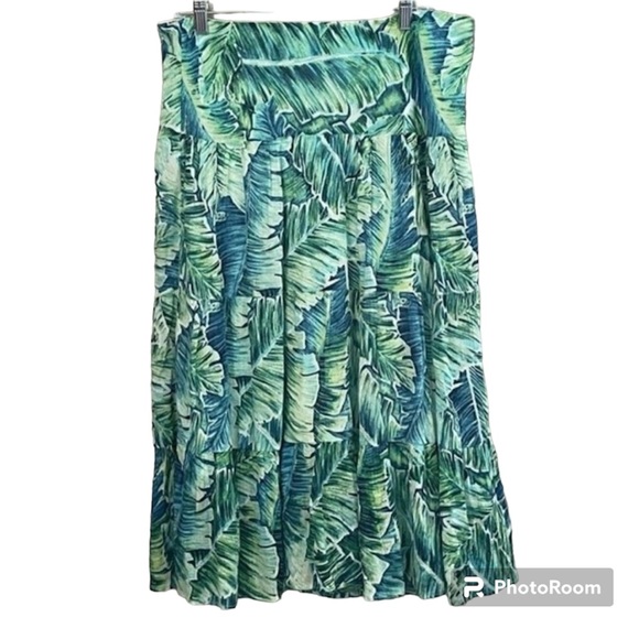 Chaps petite tropical leaf print lined crinkle cotton skirt. Women’s size PL - Picture 1 of 7